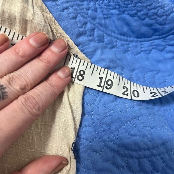 Anthropologie Maeve Saona Polka Dot Tank Pleat Swing Tan Blue medium 8 - Picture 11 of 14